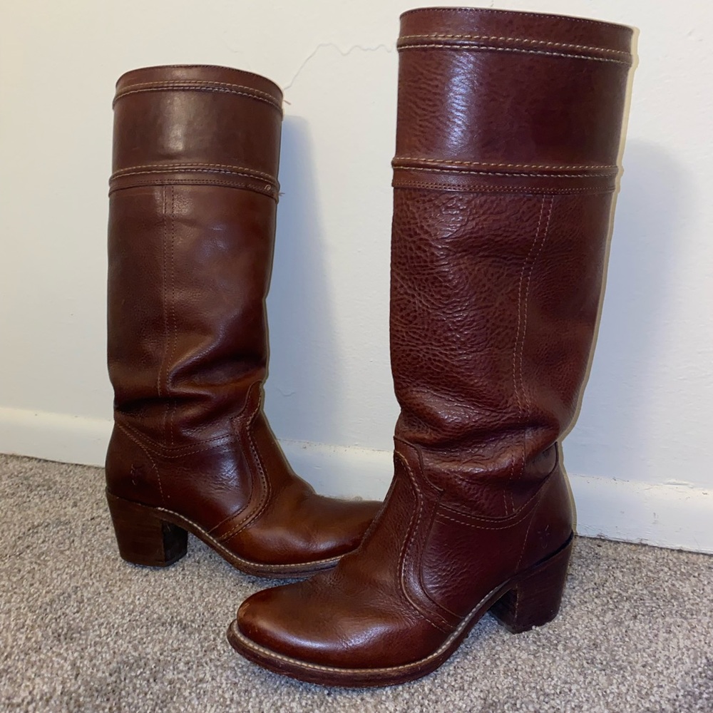 Frye 77230 Cognac Jane Pull-On Riding Boot Size 7.5